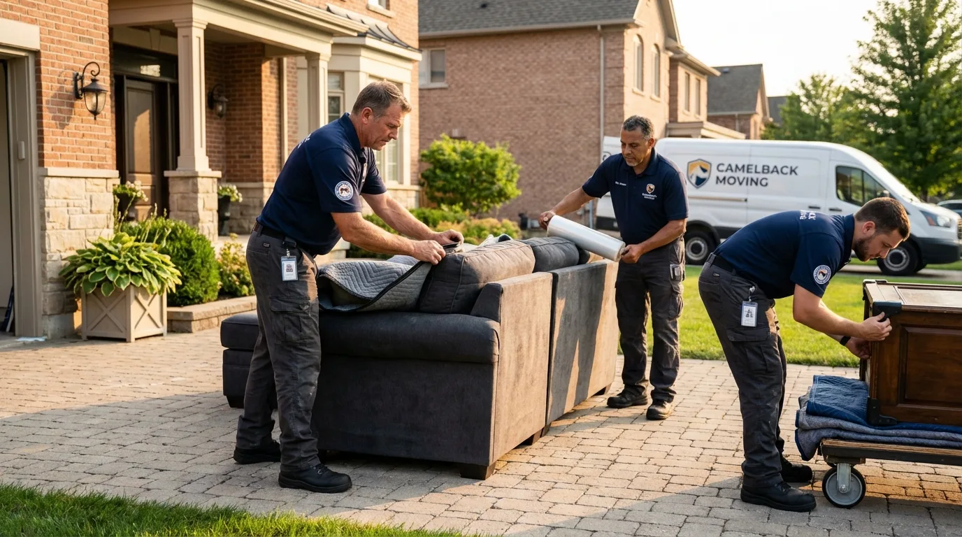 Large estate moving crew wrapping furniture in Sullivan City, TX